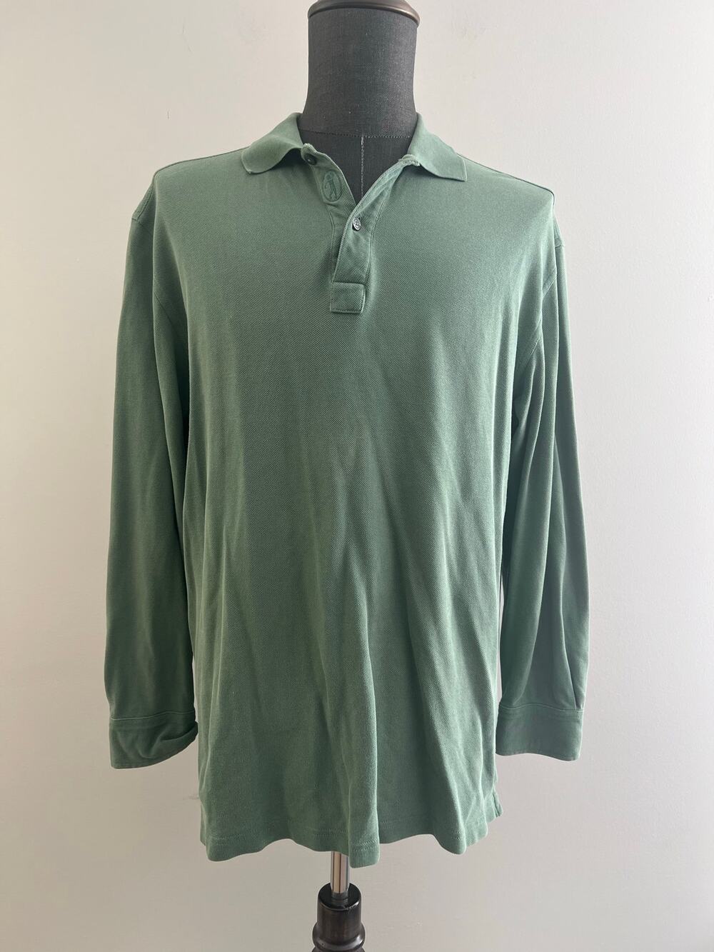 Bobby Jones Long Sleeve Polo Shirt 100% Peruvian Cotton Green Large SG